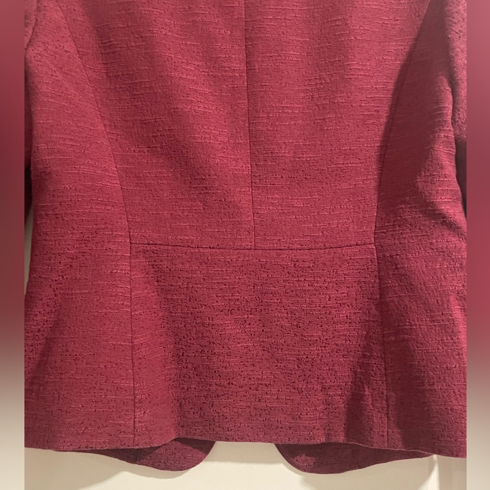 Loft One Button, Collarless Blazer (Wine/Maroon C… - image 4